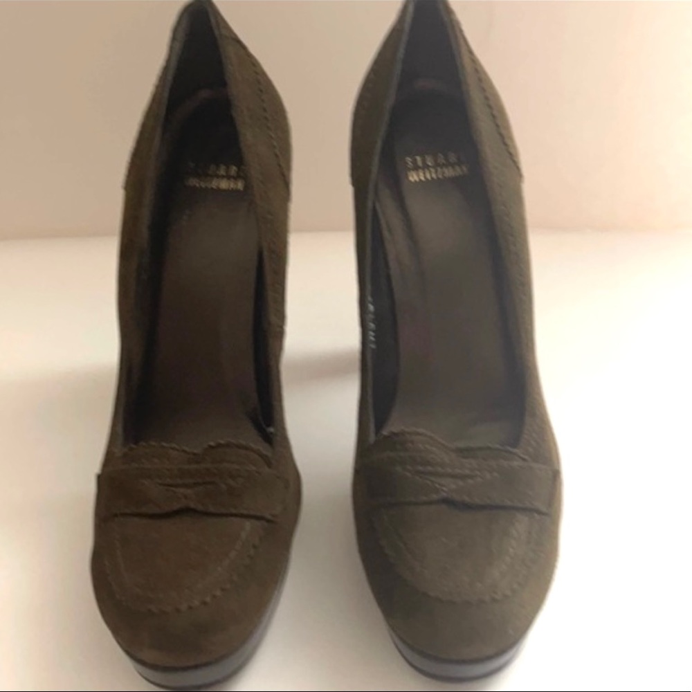 Stuart Weitzman Olive Suede Heel Pump Shoes 9M